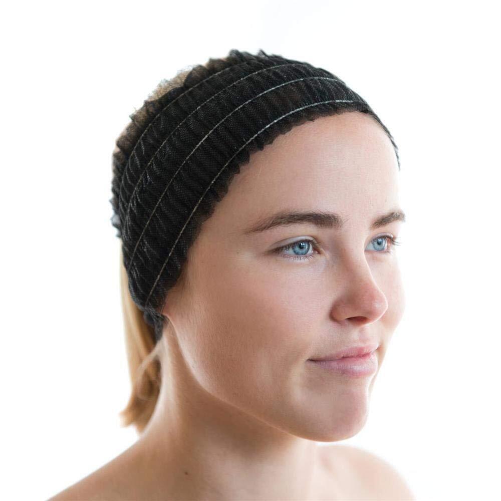 5425 100 Count Disposable Facial Spa Headbands Individual Wrapped Black